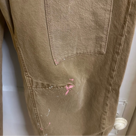 Free People Brown Cropped Pants with Pink Belt - Picture 6 of 7